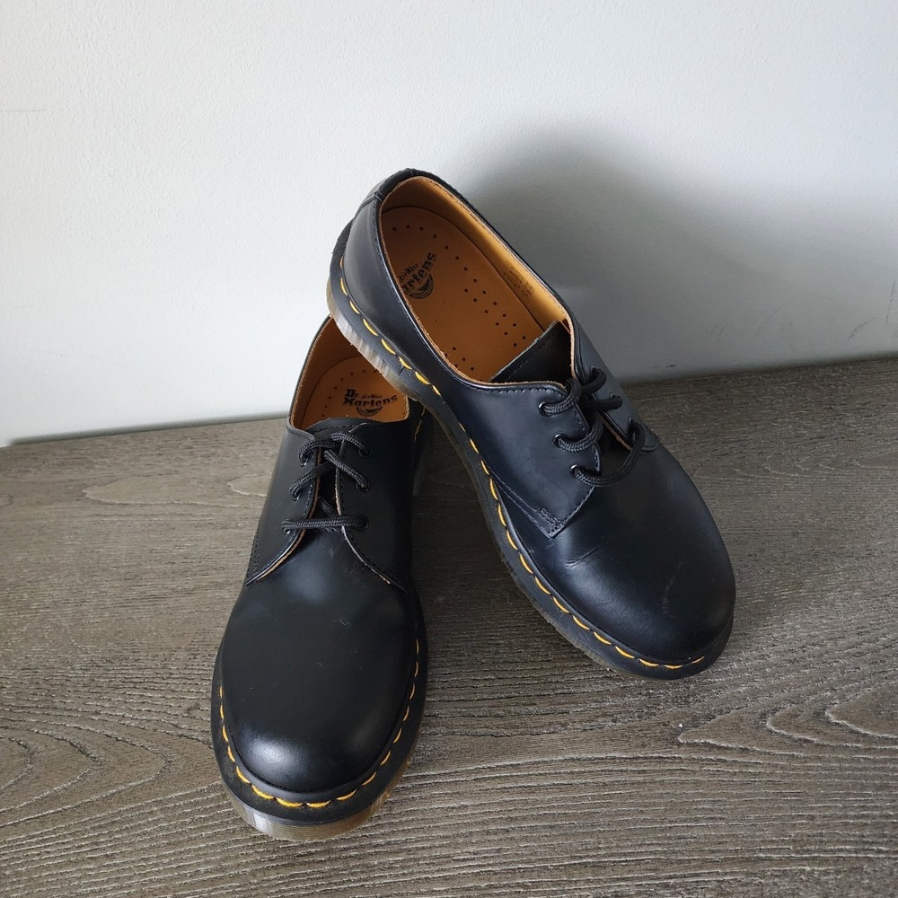 Dr Martens 1461 Black Smooth Leather Oxford Shoes US 9 Goth Punk Minimalist - Picture 2 of 12